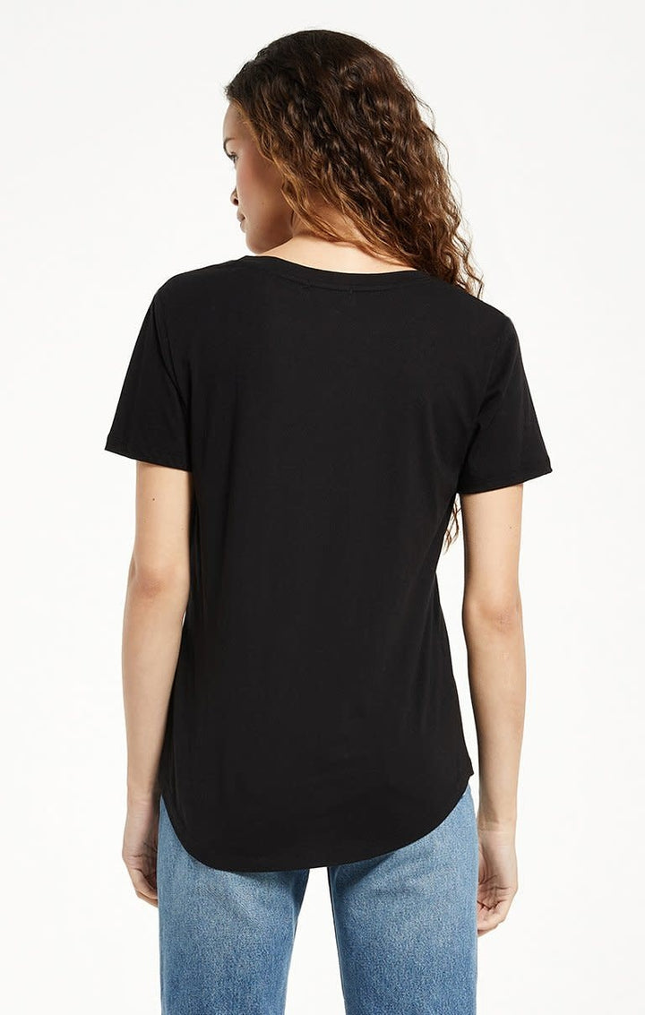 T-shirt à col en V en modal Kasey - Noir | Alimentation Z