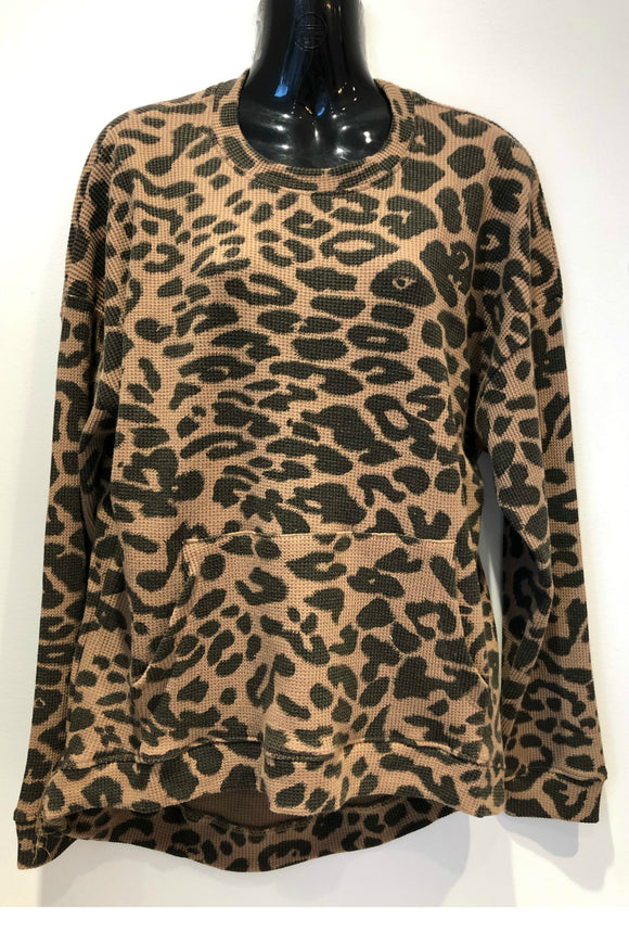 Waffle Knit Lounge Top - Leopard | RD Style - Clearance