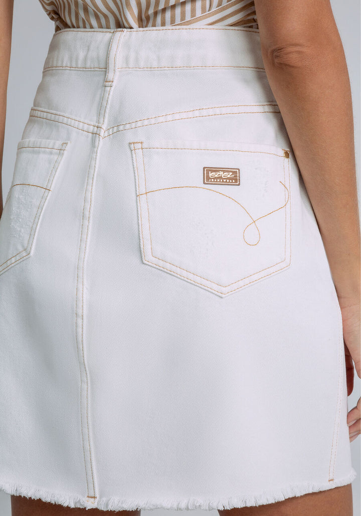 Jean Skirt - Off White | Lez A Lez - Clearance