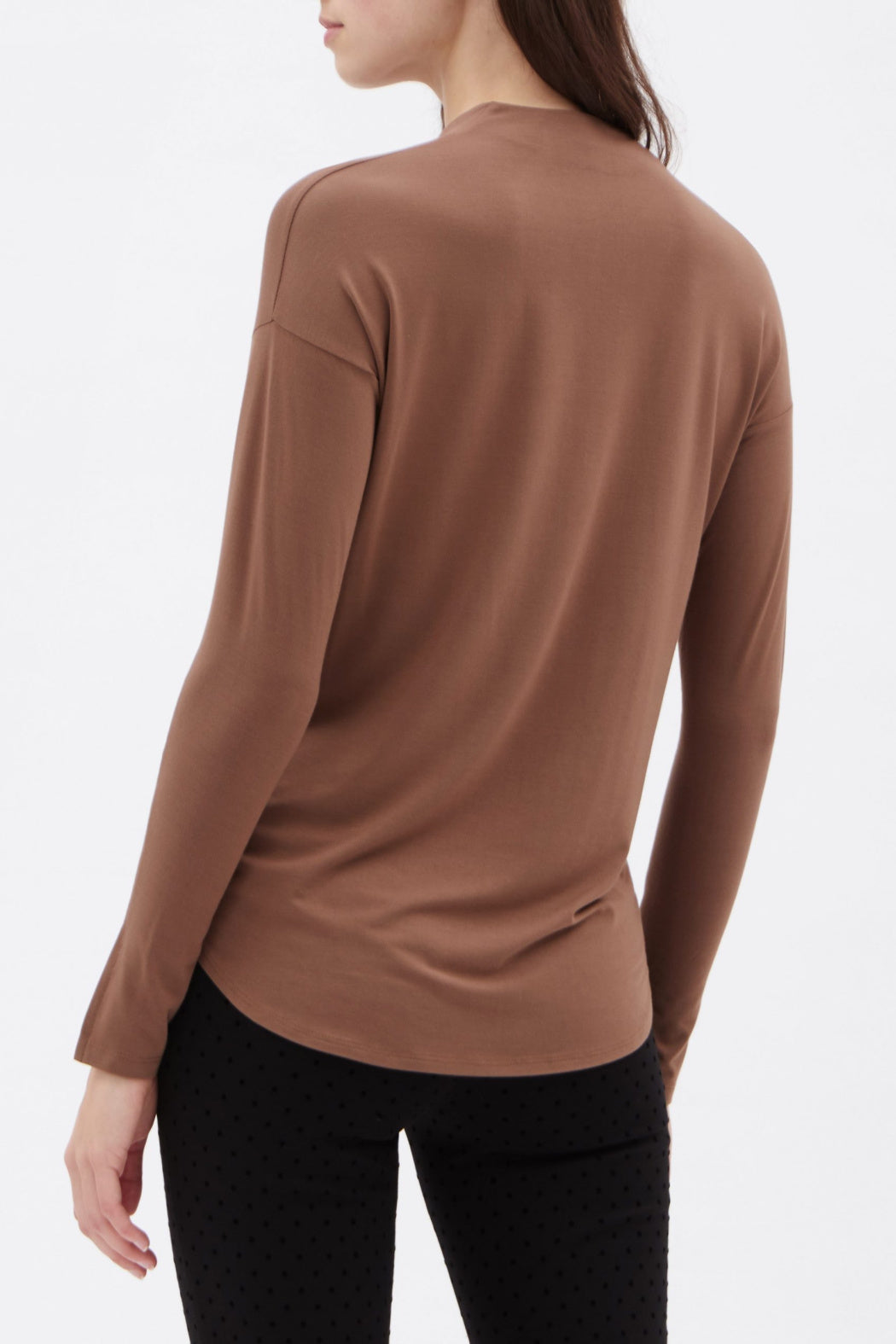 Long Sleeve V-Neck Top - Camel | Up! - Clearance