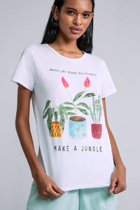 T-Shirt Blanc - Make A Jungle | Lez A Lez