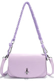 style 7006 from colab. Braid and lock flap crossbody in lilac colour. Spring23. Jolie Folie Boutique