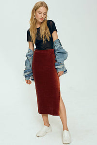 Street wear look. Rib tube skirt from free people. Jolie Folie Boutique