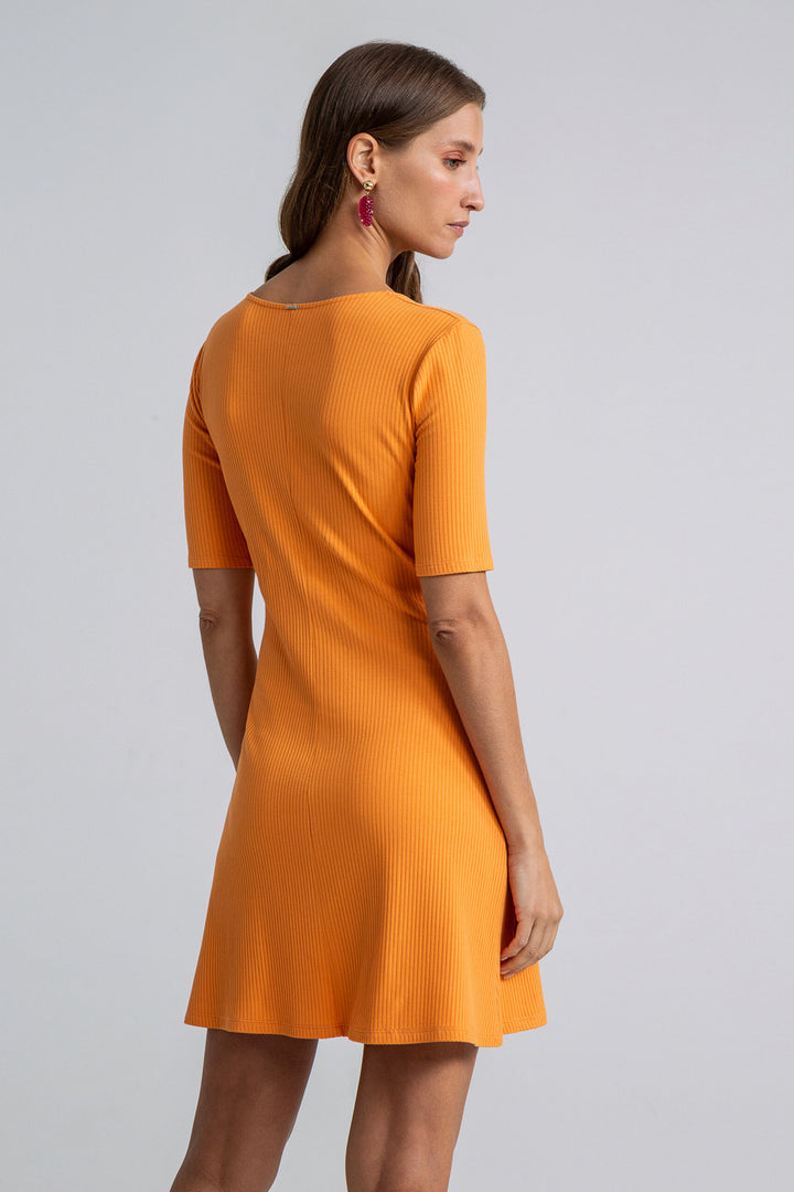Mini-robe côtelée - Orange | Lez A Lez - Liquidation