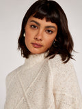 Cream Diamond Pointelle Knit Sweater | Apricot