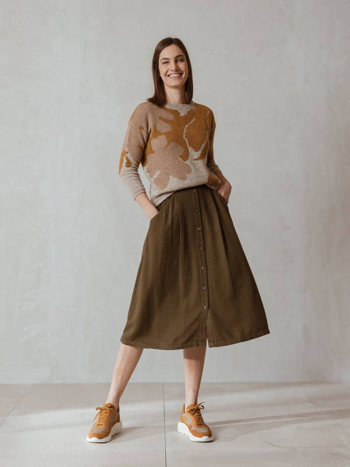 A-Line Linen Skirt - Military | Indi & Cold - Clearance