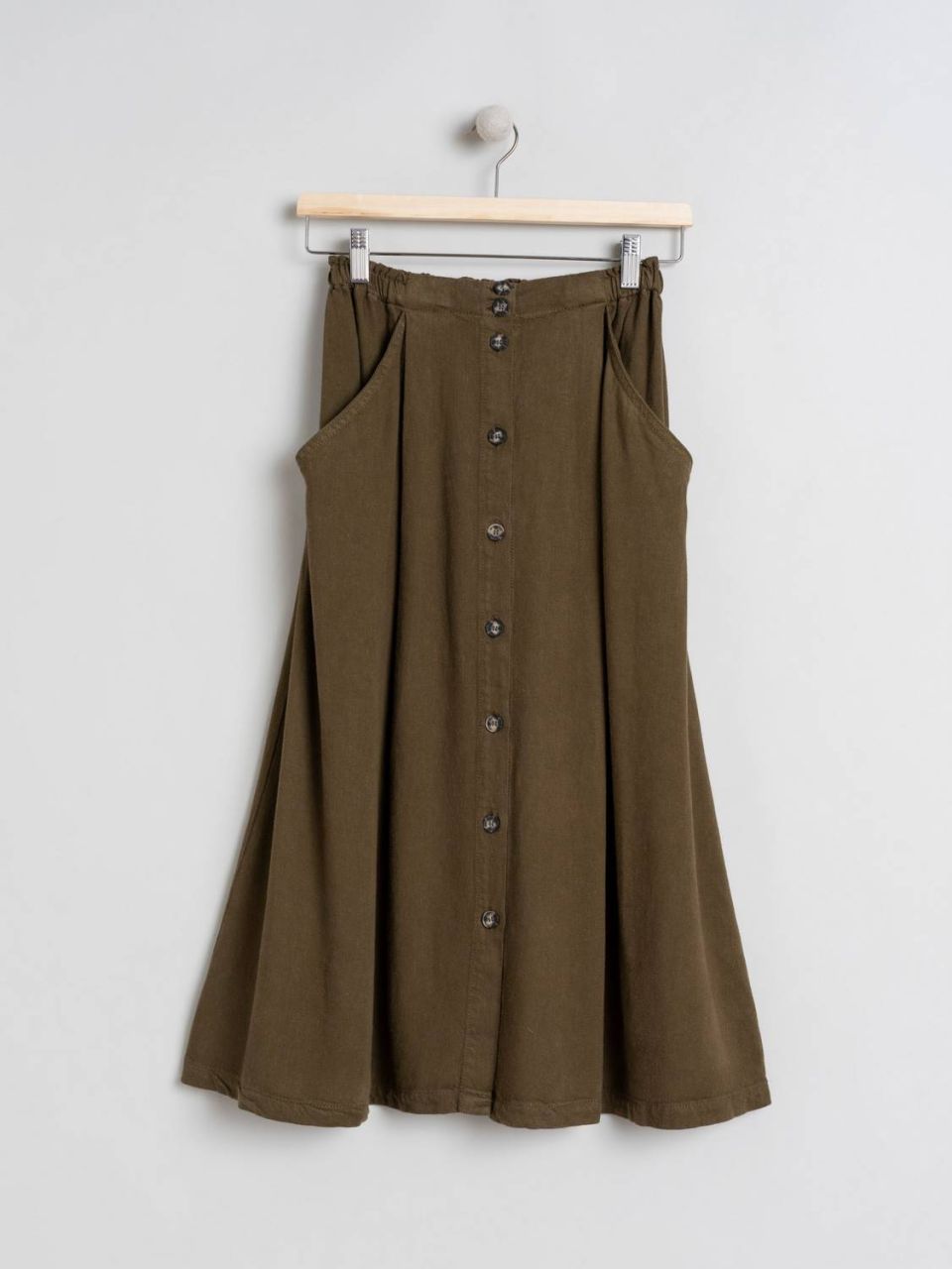A-Line Linen Skirt - Military | Indi & Cold - Clearance