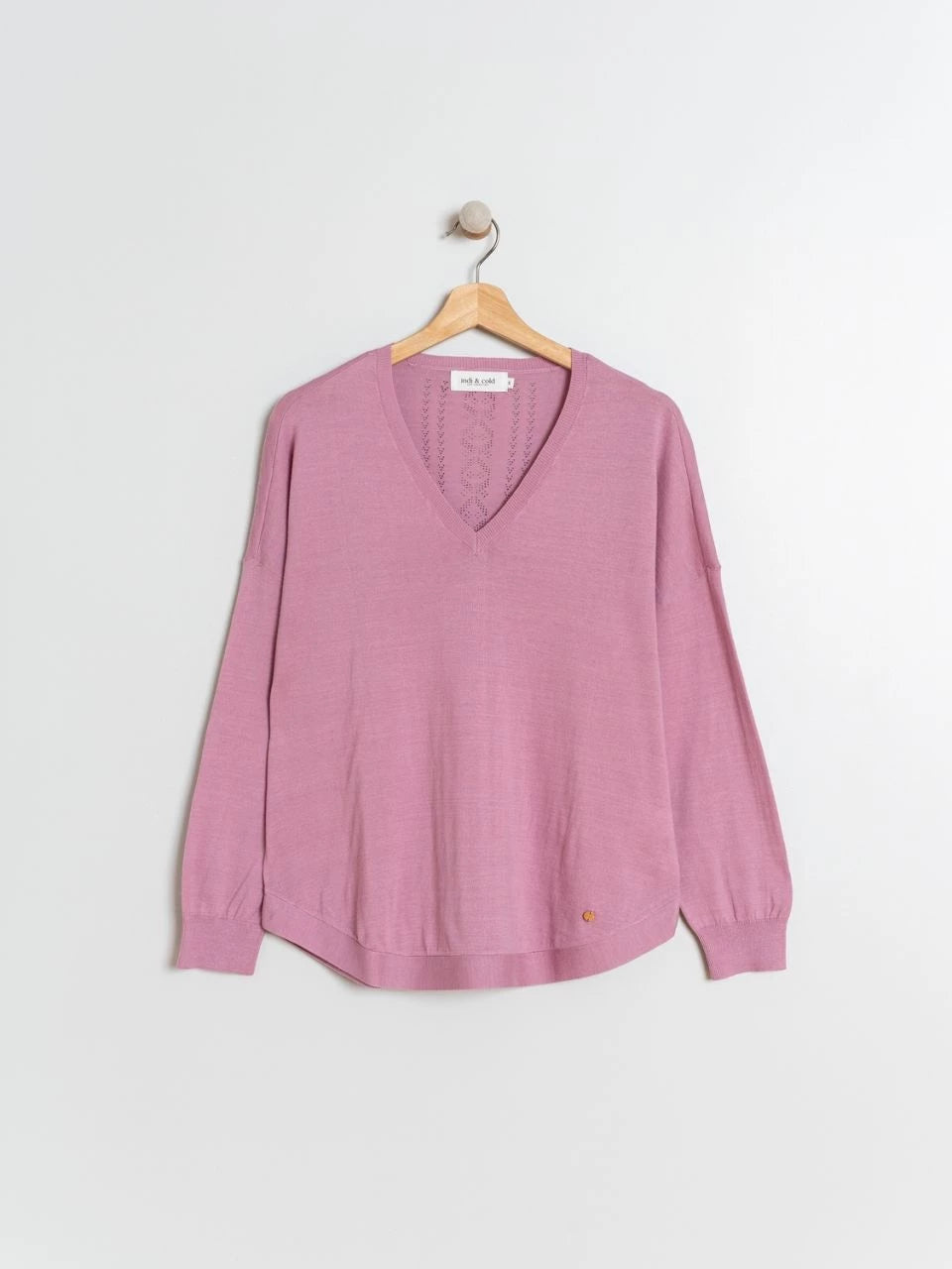 Knit V-Neck Sweater - Mulberry | Indi & Cold - Clearance