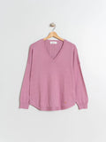 Knit V-Neck Sweater - Mulberry | Indi & Cold - Clearance